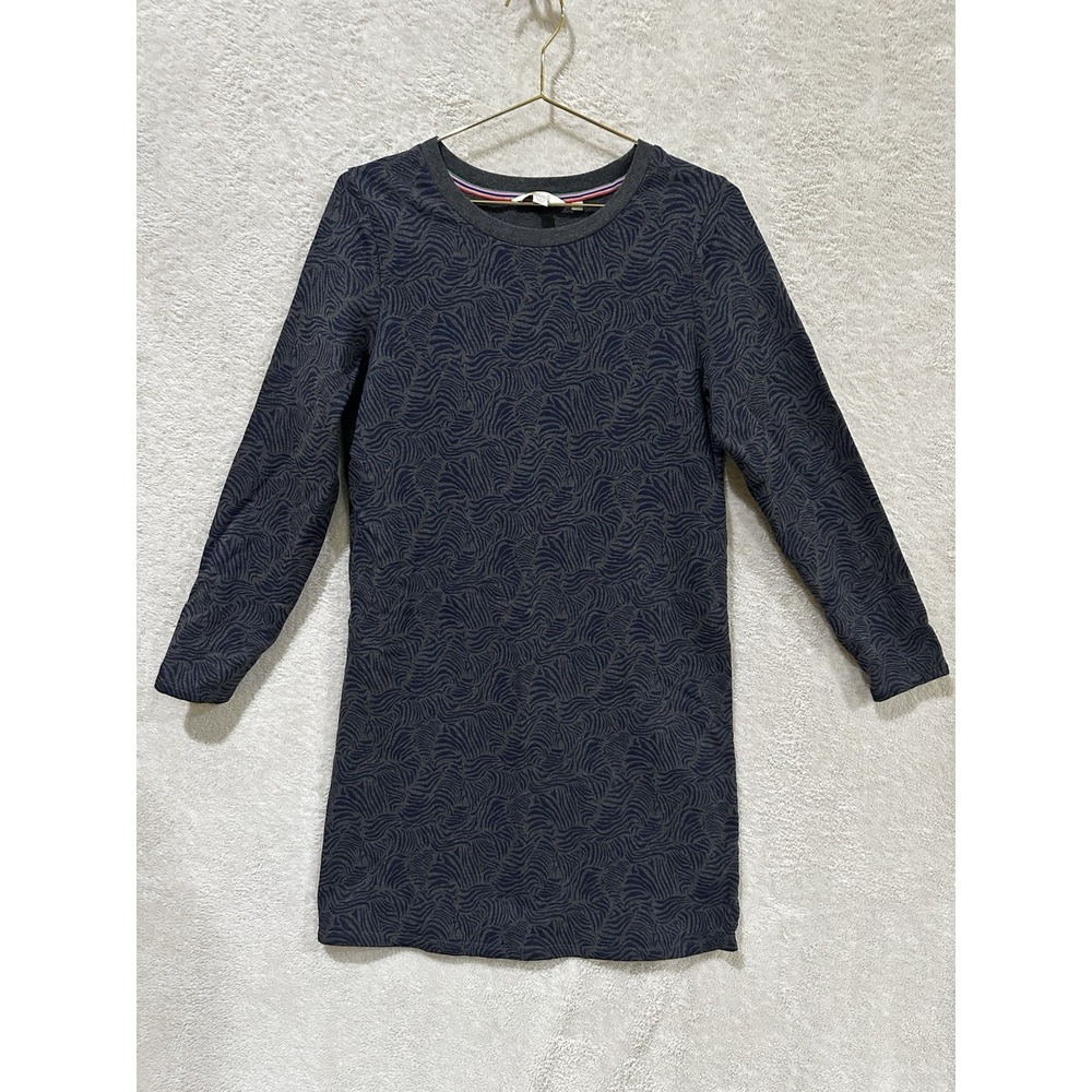 Boden Cotton Sweatshirt Dress Size US 8 Regular Gray Navy Animal Print